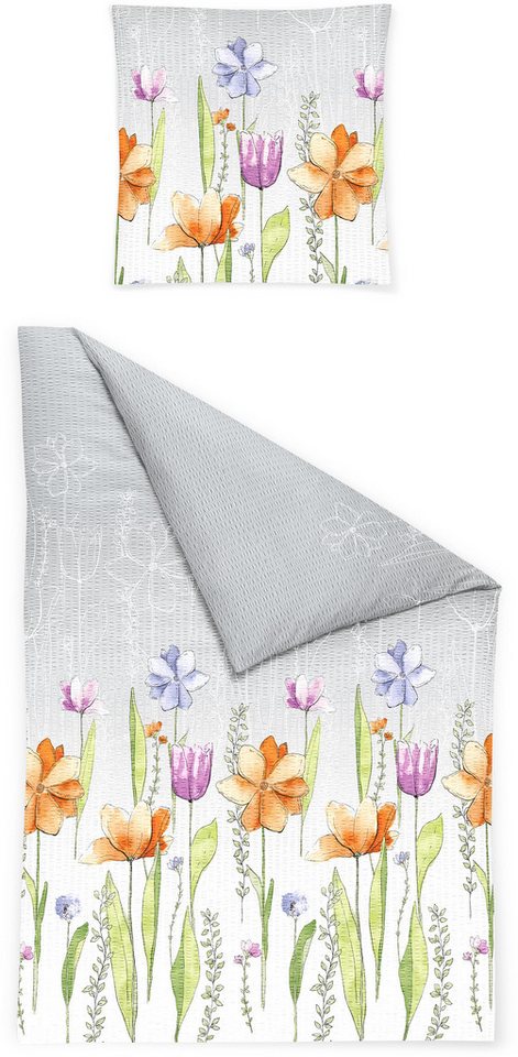 BIERBAUM Bettwäsche 3155, Seersucker, 2 teilig, Seersucker, 100 % Baumwolle, pflegeleicht, bügelfrei von BIERBAUM