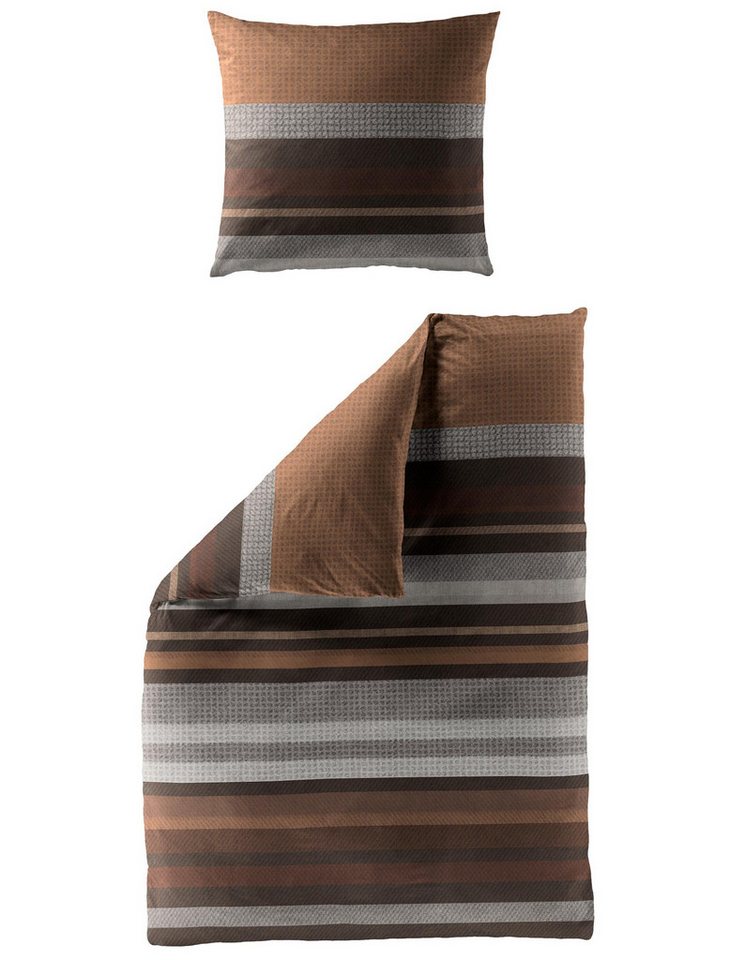 BIERBAUM Bettwäsche BIERBAUM Bettwäsche Renforcé braun 135x200cm, mit 1 Kissen Bettbezug von BIERBAUM