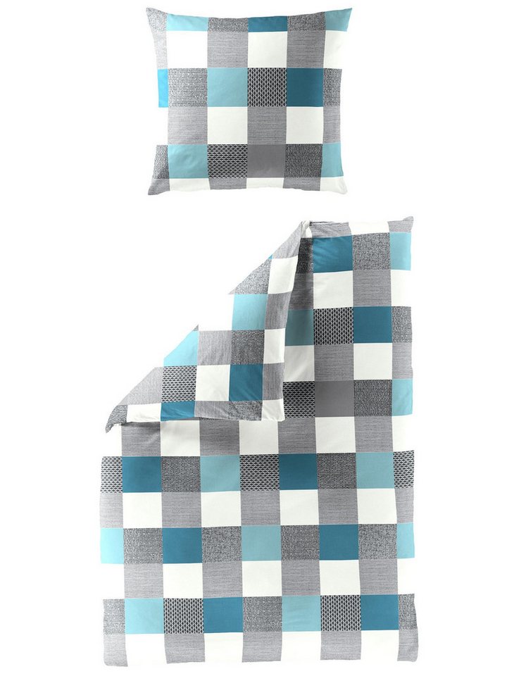 BIERBAUM Bettwäsche BIERBAUM Bettwäsche Seersucker AQUA 155x220cm, mit 1 Kissen von BIERBAUM