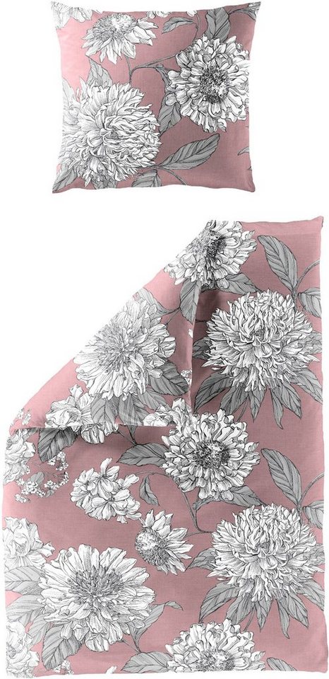 BIERBAUM Bettwäsche 3929, Mako-Satin, 2 teilig, Mako-Satin, 100 % Baumwolle, pflegeleicht, floral von BIERBAUM