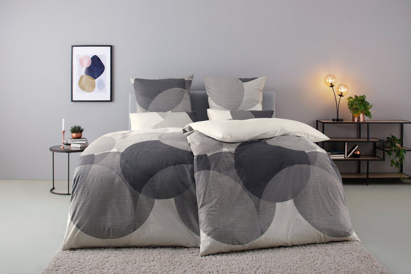 Bettwäsche Carla in Gr. 135x200 oder 155x220 cm, BIERBAUM, Renforcé, 2 teilig, Bettwäsche aus Baumwolle, geometrische Bettwäsche mit Reißverschluss von BIERBAUM