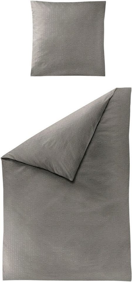 BIERBAUM Bettwäsche Chic Uni, Seersucker, 3 teilig, Schickes Unidesign: Modern und elegant für jedes Schlafzimmer von BIERBAUM