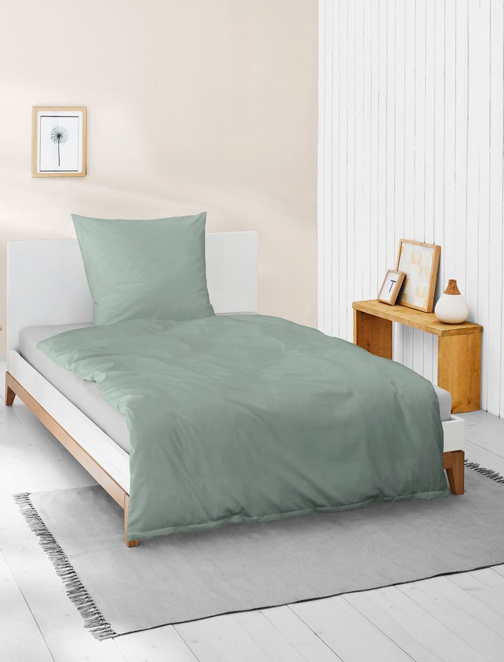 BIERBAUM Bettwäsche Elegant uni, Mako-Satin, 3 teilig, Mako-Satin, 100 % Baumwolle, Uni, pflegeleicht von BIERBAUM