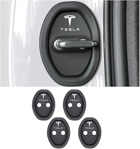 BIESL 4 Stück Auto Türschloss Abdeckung für Tesla Model 3 2021-2023, wasserdichter Silikon schutzhülle Autotürschloss Stoßdämpfend Geräuschreduzierende von BIESL