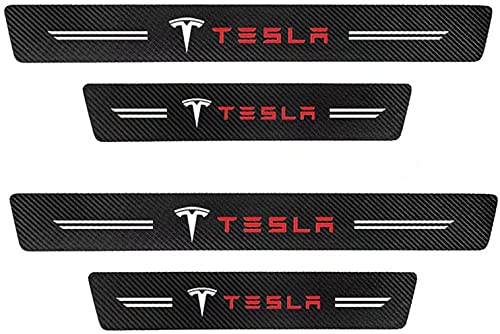 BIESL 4 Stücke Auto Einstiegsleisten Türschweller für Tesla Model Y Juniper 2025 Refresh, Kohlefaser Türschweller Aufkleber mit Abriebfestigkeit und Starke Haftung von BIESL