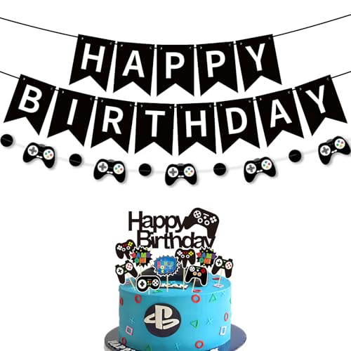 BIEUFBJI Happy Birthday Banner und Controller Banner Girlande Videospiel Girlande Spiel Kuchen Topper Geburtstag Party Dekorationen Supplies BIEUFBJI Happy Birthday Banner und Controller Banner Girlande Videospiel Girlande Spiel Kuchen Topper Geburtstag Party Dekorationen Supplies von BIEUFBJI