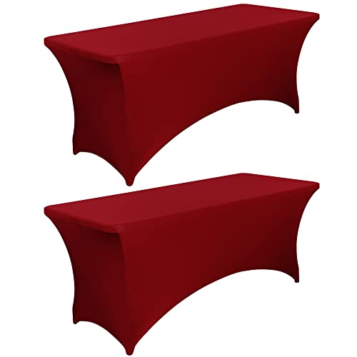 BIFENBI 122 cm große Tischdecken für rechteckige Tische, Stretch-Spandex-Tischabdeckung, Schutz für Bankett, Massagebett, Hochzeit, Geburtstag, 122 cm Länge x 61 cm Breite x 76 cm Höhe, Rot von BIFENBI