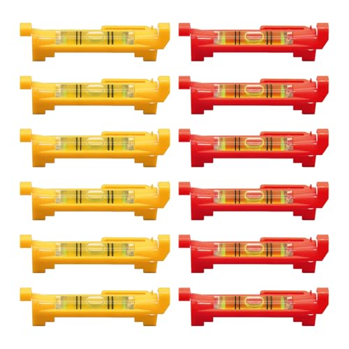 12 Stück Hängeleitungspegelmesser, Maßbandkorrektor, Genaues Messgerät, Fluoreszierendes Markierungslineal, Geeignet Für Maurerarbeiten, Sanitär, Drainagerohre (Rot, Gelb). von BIFHIG