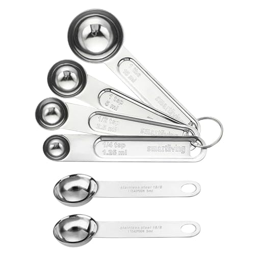 6 Stück Edelstahl-Messlöffel, Gewürzlöffel Mit Waage, Kaffeemesslöffel, Backmessgeräte, Küchenutensilien. von BIFHIG