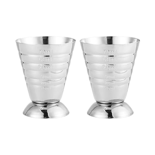 BIFHIG 2 Stücke 75 Ml Messbecher, Mischbecher Aus Edelstahl, Multifunktionsmessbecher, Barkeeed-Werkzeuge. von BIFHIG
