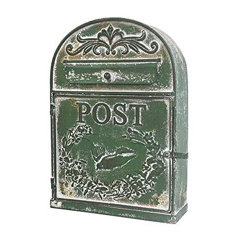 BIG FORTUNE Briefkasten Vintage Briefkasten Antik Briefkästen/Wandhalterung außen antiker Stil nostalgischer Charme Heimdekoration Metall Briefkasten Garten Outdoor Dekoration Green von BIG FORTUNE