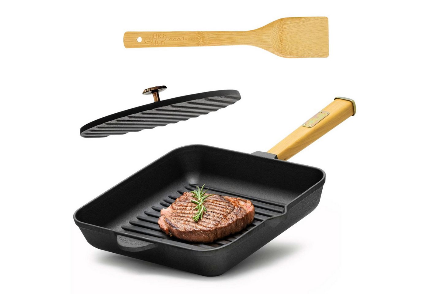 BIG-PAN Grillpfanne 28cm Grillpfanne Gusseisen Pressdeckel Zubehör, Gusseisen BIG-PAN Grillpfanne 28cm Grillpfanne Gusseisen Pressdeckel Zubehör, Gusseisen von BIG-PAN