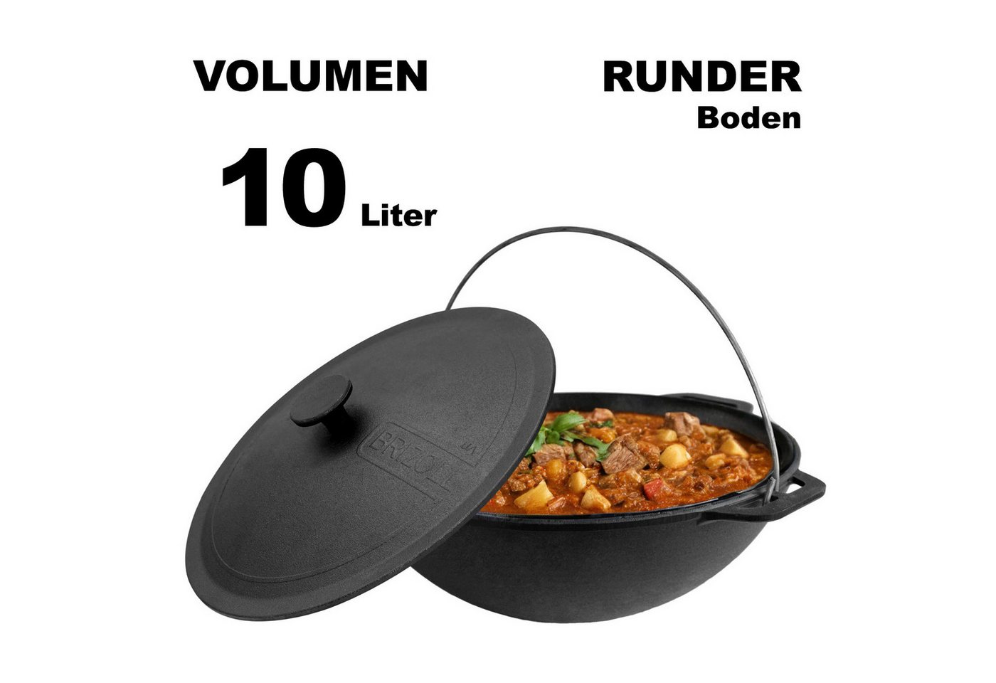 BIG-PAN Wok 10L Schwenktopf Gusseisen Kazan mit Deckel BIG-PAN Wok 10L Schwenktopf Gusseisen Kazan mit Deckel von BIG-PAN