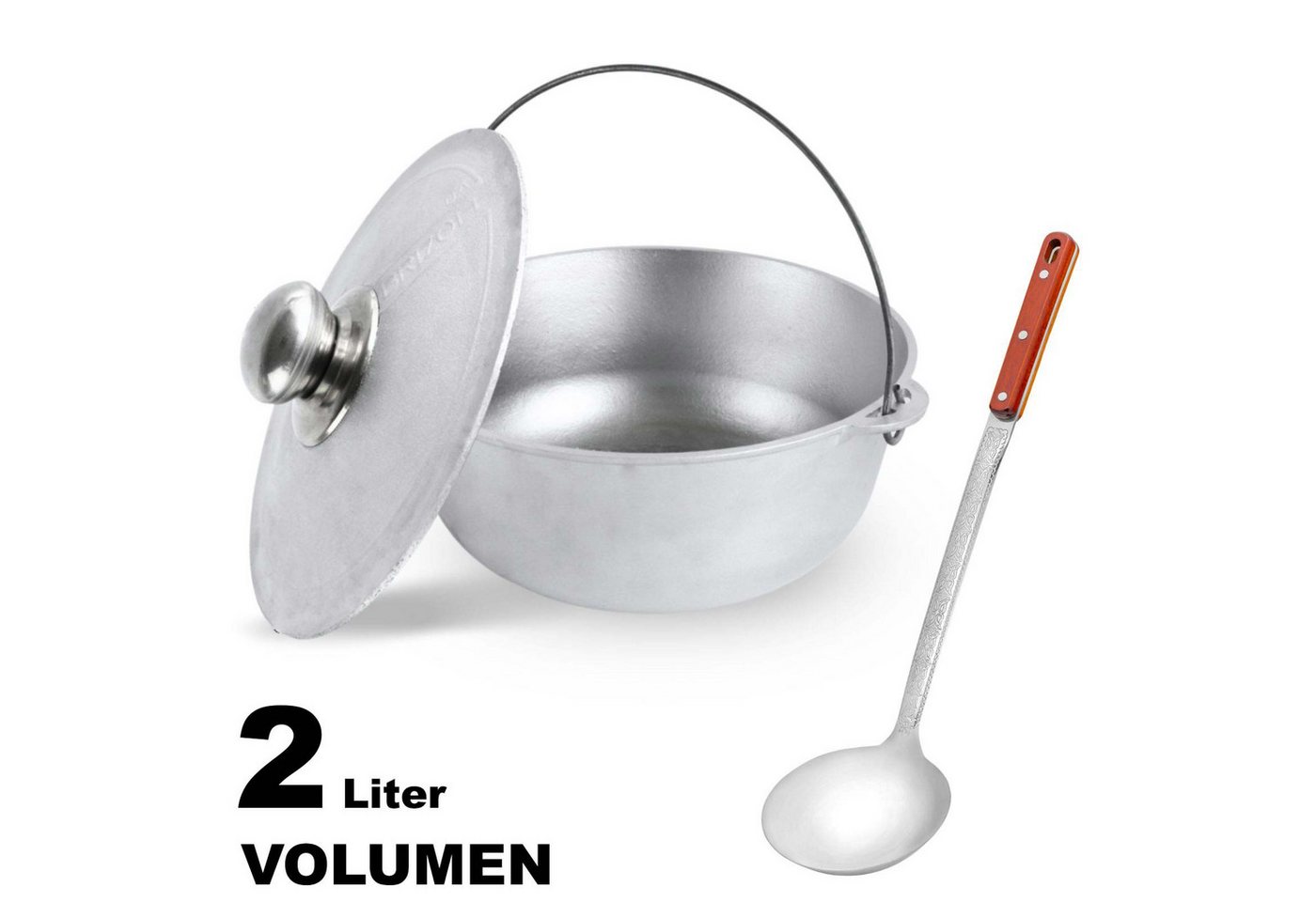 BIG-PAN Wok 2L Kazan Aluminium Bügel Deckel Camping-Kessel BIG-PAN Wok 2L Kazan Aluminium Bügel Deckel Camping-Kessel von BIG-PAN