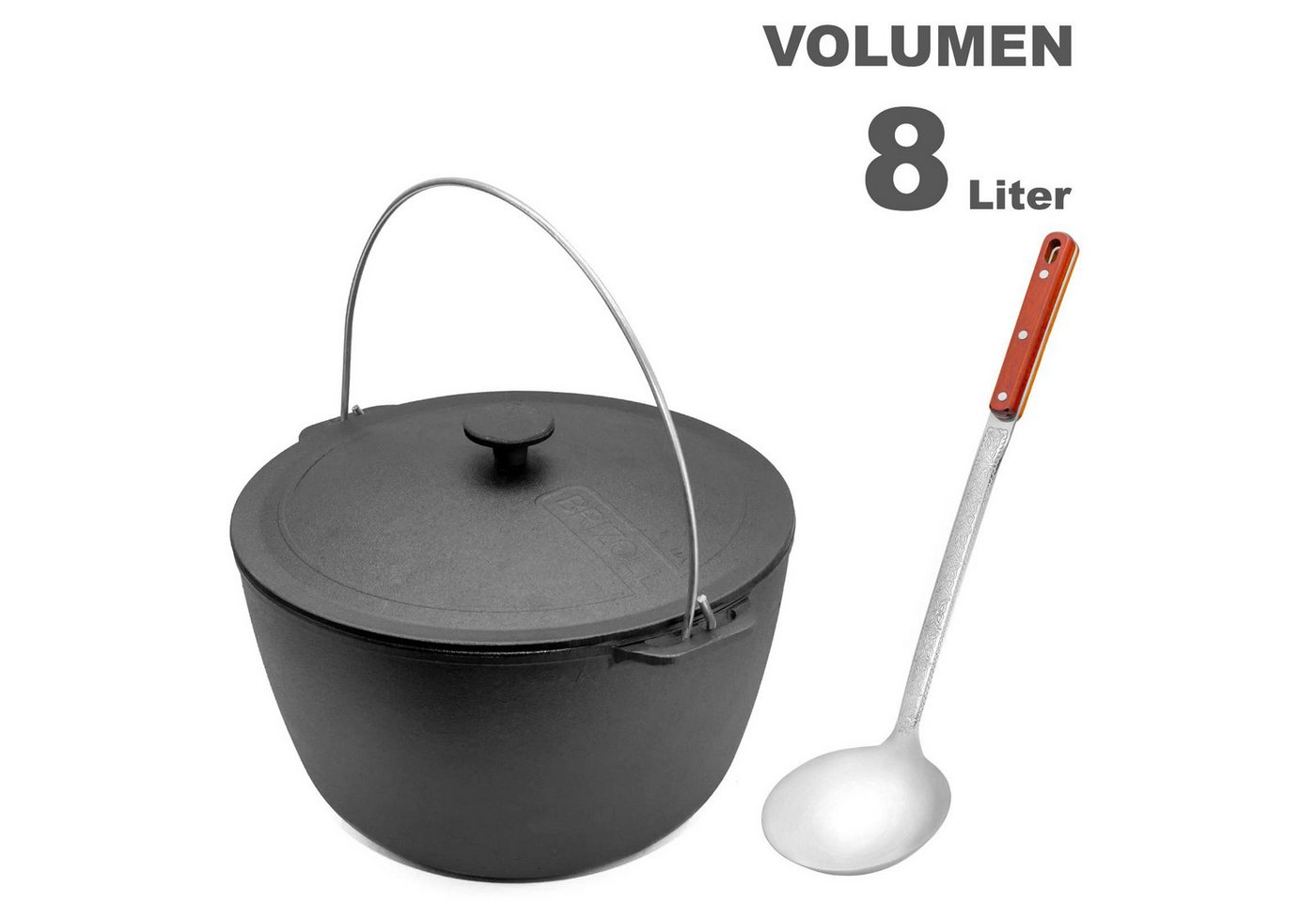 BIG-PAN Wok 8L Kazan Gusseisen Deckel Schöpflöffel Bügel BIG-PAN Wok 8L Kazan Gusseisen Deckel Schöpflöffel Bügel von BIG-PAN