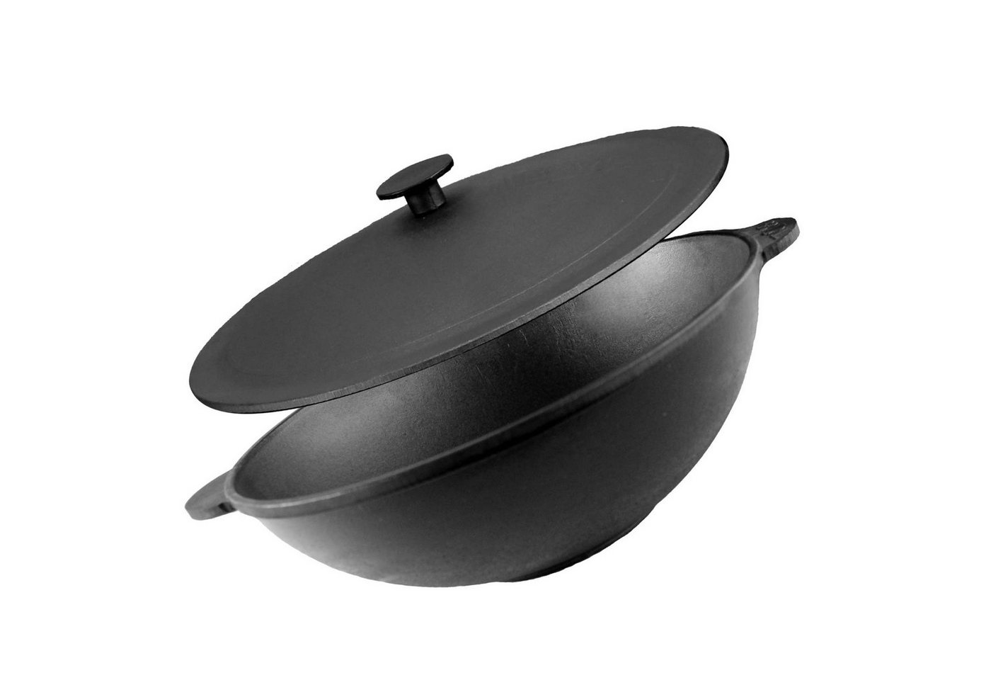 BIG-PAN Wok Ø28cm Bratpfanne Gusseisen zwei Griffen Deckel, Gusseisen BIG-PAN Wok Ø28cm Bratpfanne Gusseisen zwei Griffen Deckel, Gusseisen von BIG-PAN