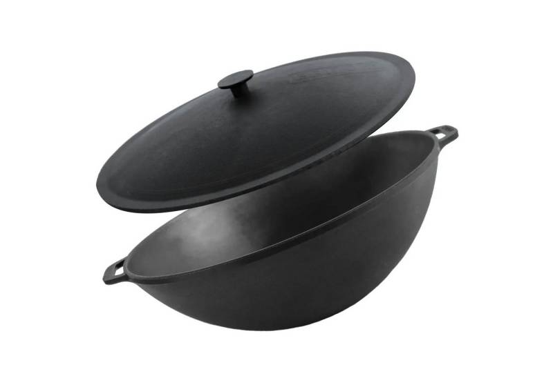BIG-PAN Wok Ø36cm Schmortopf Gusseisen 8L Gusseisendeckel von BIG-PAN