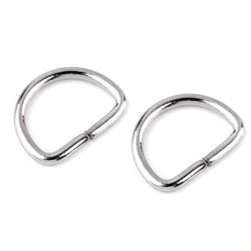 BIG-SAM D-Ringe/D-Halbringe | 20 mm Banddurchzug | 5, 10, 25, 50 oder 100 Stück | Silber-, goldfarben, altmessing oder Nickel-schwarzfarben | aus Metall (Silber, 50) von BIG-SAM