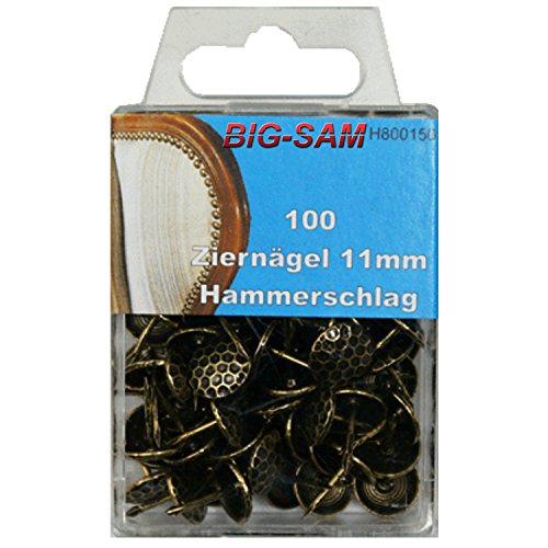 BIG-SAM - Ziernägel - Vintage Polsternägel - 15, 25 oder 100 Stück - (100 Stück, Hammerschlag) von BIG-SAM