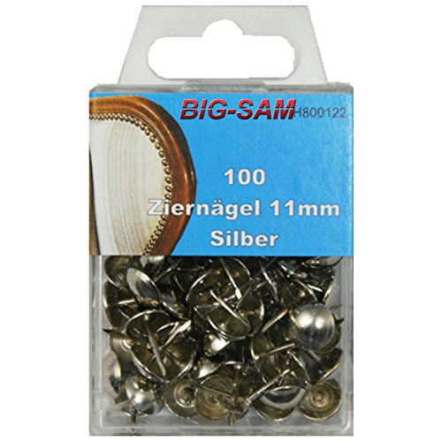 BIG-SAM - Ziernägel - Vintage Polsternägel - 15, 25 oder 100 Stück - (100 Stück, Silber) von BIG-SAM