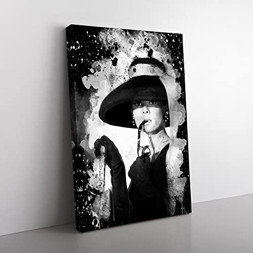 BIG Box Art Kunstdruck auf Leinwand, Motiv Audrey Hepburn, 76 x 50 cm, Schwarz, Mehrfarbig, (30 x 20 Inch) von BIG