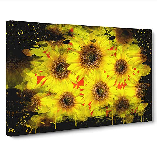 Big Box Art Kunstdruck auf Leinwand, Motiv gelbe Sonnenblumen, 76 x 50 cm, Schwarz, Mehrfarbig, 30 x 20 Inch von Big Box Art