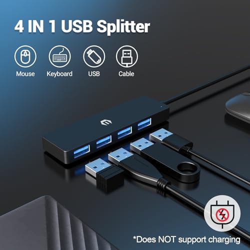 BIGBIG WON USB C Hub, Ultra Slim Multiport Adapter USB C mit Schnelle Datenübertragung, 4 in 1 USB C Splitter Kompatibel mit Drucker, Laptop, Mac Mini, iMac MacPro von BIGBIG WON