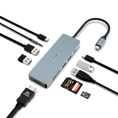USB C HUB, 10 in 1 HUB C Dockingstation mit 4K HDMI, 2 USB 3.0, 2 USB 2.0, 100 W PD, 3,5 mm Audio, SD/TF Kartenleser für Windows, macOS, Linux, Chrome OS Systeme USB C HUB, 10 in 1 HUB C Dockingstation mit 4K HDMI, 2 USB 3.0, 2 USB 2.0, 100 W PD, 3,5 mm Audio, SD/TF Kartenleser für Windows, macOS, Linux, Chrome OS Systeme von BIGBIG WON