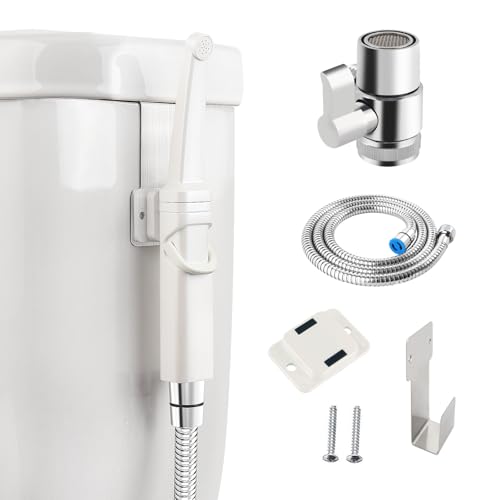 BIGCOW Bidet Handbrause FüR Toilette Set Bidet Einsatz FüR Toilette Wc Dusche Toiletten Dusche Waschbeckenbrause Mit Schlauch Mobile Dusche (mit Spülenventilkonverter) von BIGCOW