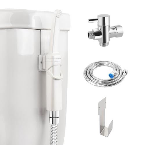 BIGCOW Bidet Handbrause FüR Toilette Set Bidet Einsatz FüR Toilette Wc Dusche Toiletten Dusche Waschbeckenbrause Mit Schlauch Mobile Dusche (mit T Adapter) von BIGCOW