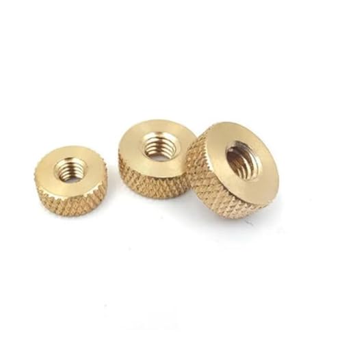 5 teile/los M3 M4 M5 M6 Messing Flache Dünne Kopf Rändel Hand Anziehen Rändelmutter (Color : Gold, Size : M4x10x4) von BIGDROP