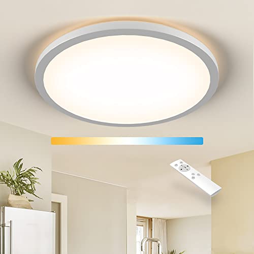 LEDYA LED Deckenleuchte Dimmbar, 18W 1600lm Deckenlampe mit Fernbedienung, 2700K-6500K Warmweiß Naturweiß Kaltweiß Lampe, IP44 Wasserfest für Badezimmer, Wohnzimmer, Balkon, Flur, Küche, Ø295×25mm von LEDYA