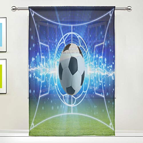 BIGJOKE Fenstervorhang, transparent, für Sport, Ball und Fußball, für Küche, Wohnzimmer, Schlafzimmer, Büro, 1 Stück, Textil, multi, 55x84 inches von BIGJOKE