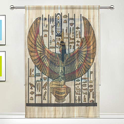 BIGJOKE Vorhang für Fenster, ägyptische Kunst, für Küche, Wohnzimmer, Schlafzimmer, Büro, Voile, 1 Stück von BIGJOKE
