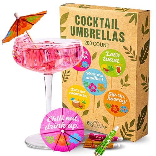 BigLike Cocktail-Regenschirme für Getränke, tropische Getränkeschirme, Cocktailspieße, Party-Garnierung für Regenschirme, Strohhalme, Dekorationen, Desserts und Obst, Topper-Sticks für Tiki, Luau BigLike Cocktail-Regenschirme für Getränke, tropische Getränkeschirme, Cocktailspieße, Party-Garnierung für Regenschirme, Strohhalme, Dekorationen, Desserts und Obst, Topper-Sticks für Tiki, Luau von BIGLIKE