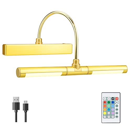 BIGMONAT Nordic Messing Wandleuchte moderner minimalistischer Nachttisch Japanischer Retro Badezimmer Spiegel Vorderlampe Wandbild dekoratives Licht 12-farbiger verstellbarer Bildschirm, Gold von BIGMONAT