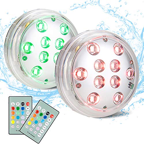 BIGMONAT Pool Lichter mit RF Fernbedienung durch Wasserwände 80FT,Teich Lichter,IP68 wasserdichte Led Lichter,12Farbe wechselnde Dusche Lichter Unterwasser-2 Pack，Dekorative Lichter des Festivals von BIGMONAT