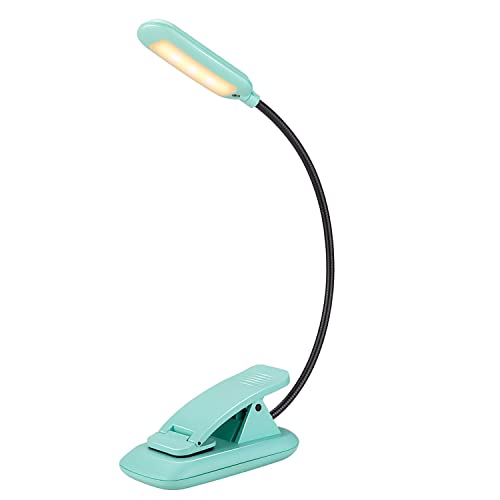 BIGMONAT Led Clip Leselampe Buch Klemme,USB Wiederaufladbare Buchlampe Klemmleuchte mit 6 LEDs,Leselampen für Bücher im Bett mit 3 Helligkeitsmodi,360° Faltbare,Blau von BIGMONAT