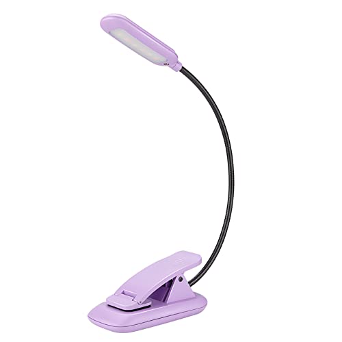 BIGMONAT Leselampe Buch Klemme Buchlampe USB Wiederaufladbare Klemmleuchte mit 6 LEDs,3 Farbtemperatur Modi diammbar Helligkeit Klemmlampe, 360° Flexibel für Nachtlesen ins Bet,violett von BIGMONAT