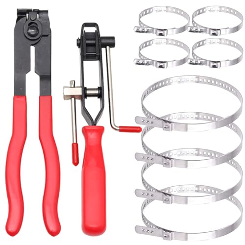 BIGP 10 Stücke Schlauchschellen Set, Schlauchklemmen Set mit Klemmzange und Klemmen, Klemmschelle Achsmanschetten Schellen, Auto-Reparatur- und Installationswerkzeuge von BIGP