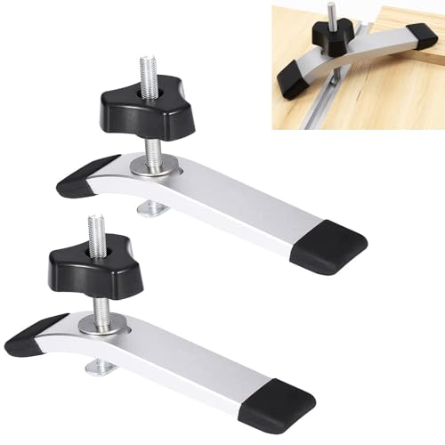 BIGP 2 Stück T Nut Schiene Splint, T-Track Halteklemmen, Schnellspannklemmen-Set, T Schienenklemm Set Schnellspannklemmen Niederhalter T-Nut T-Schienensatz für Werkzeug zur Holzbearbeitung von BIGP