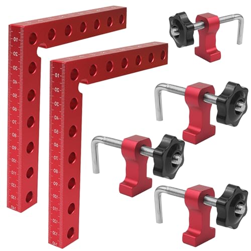 BIGP 90 Grad Positionierwinkel, Rechtwinklige Klemmen aus Aluminiumlegierung (14 cm/5.5 Zoll), rechtwinklige Klemme mit 4 Klemmen, Zimmermannswinkel für Holzbearbeitung, Heimwerken, Handwerk von BIGP