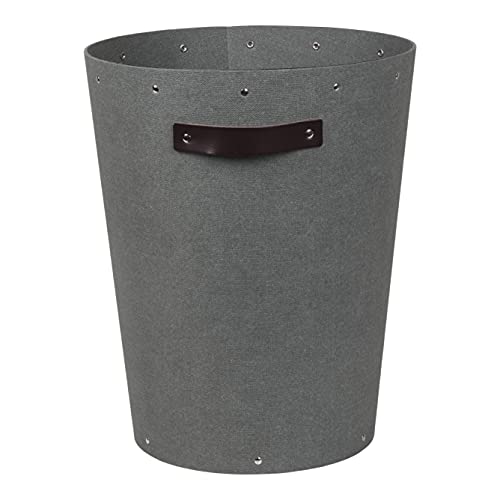 BIGSO ARIES Papierkorb für Büros – Mülleimer mit Ledergriff für moderne Einrichtungen – Büromülleimer aus recycelter Faserplatte – grau von BIGSO BOX OF SWEDEN