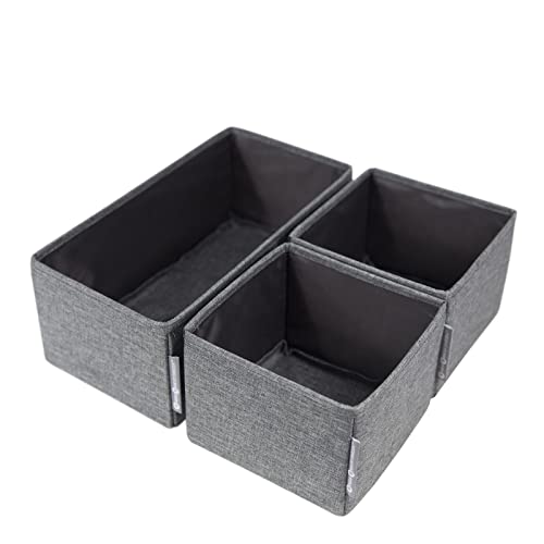 BIGSO BOX OF SWEDEN 3er-Set Aufbewahrungsboxen – Schubladen Organizer mit Zwei kleinen Boxen und Einer großen Box – ideal zur Kleideraufbewahrung in der Kommode – grau von BIGSO BOX OF SWEDEN