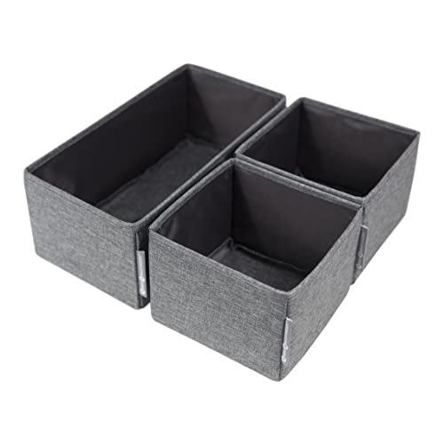 BIGSO BOX OF SWEDEN 3er-Set Aufbewahrungsboxen – Schubladen Organizer mit Zwei kleinen Boxen und Einer großen Box – ideal zur Kleideraufbewahrung in der Kommode – grau von BIGSO BOX OF SWEDEN