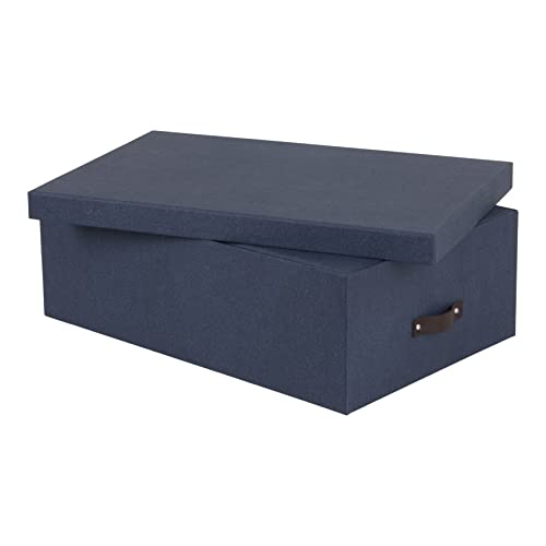 Bigso Box of Sweden INGE 3er-Set Aufbewahrungsboxen für das Schlaf-, Kinder-, Arbeits- oder Badezimmer – Ordnungsbox mit Deckel – Aufbewahrungskisten in Leinenoptik – blau von BIGSO BOX OF SWEDEN