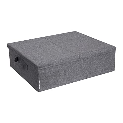 BIGSO BOX OF SWEDEN Unterbett Aufbewahrungsbox – faltbare Box mit Griffen für Decken, Kleidung, Kissen, Spielzeug und mehr – Aufbewahrungslösung aus Polyester und Pappe – grau von BIGSO BOX OF SWEDEN