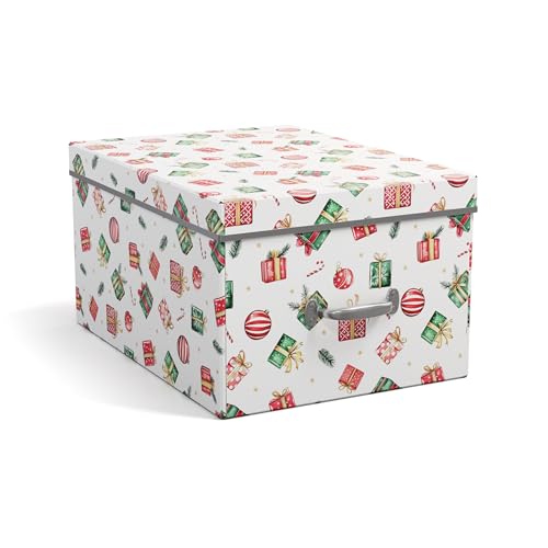 BIGSO ENGLA Weihnachtsbox für Christbaumkugeln – Aufbewahrungsbox mit Deckel und 2 Einsätzen – Organizer aus Faserplatte und Papier – rot von BIGSO BOX OF SWEDEN