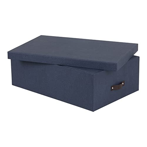 BIGSO INGE 3er-Set Aufbewahrungsboxen für das Schlaf-, Kinder-, Arbeits- oder Badezimmer – Ordnungsbox mit Deckel – Aufbewahrungskisten in Leinenoptik – blau von BIGSO BOX OF SWEDEN