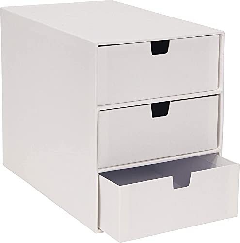 BIGSO INGRID Schubladenbox für Dokumente und Bürobedarf – Schreibtisch Organizer mit 3 Schubladen – Ablagesystem aus Faserplatte und Papier – weiß von BIGSO BOX OF SWEDEN
